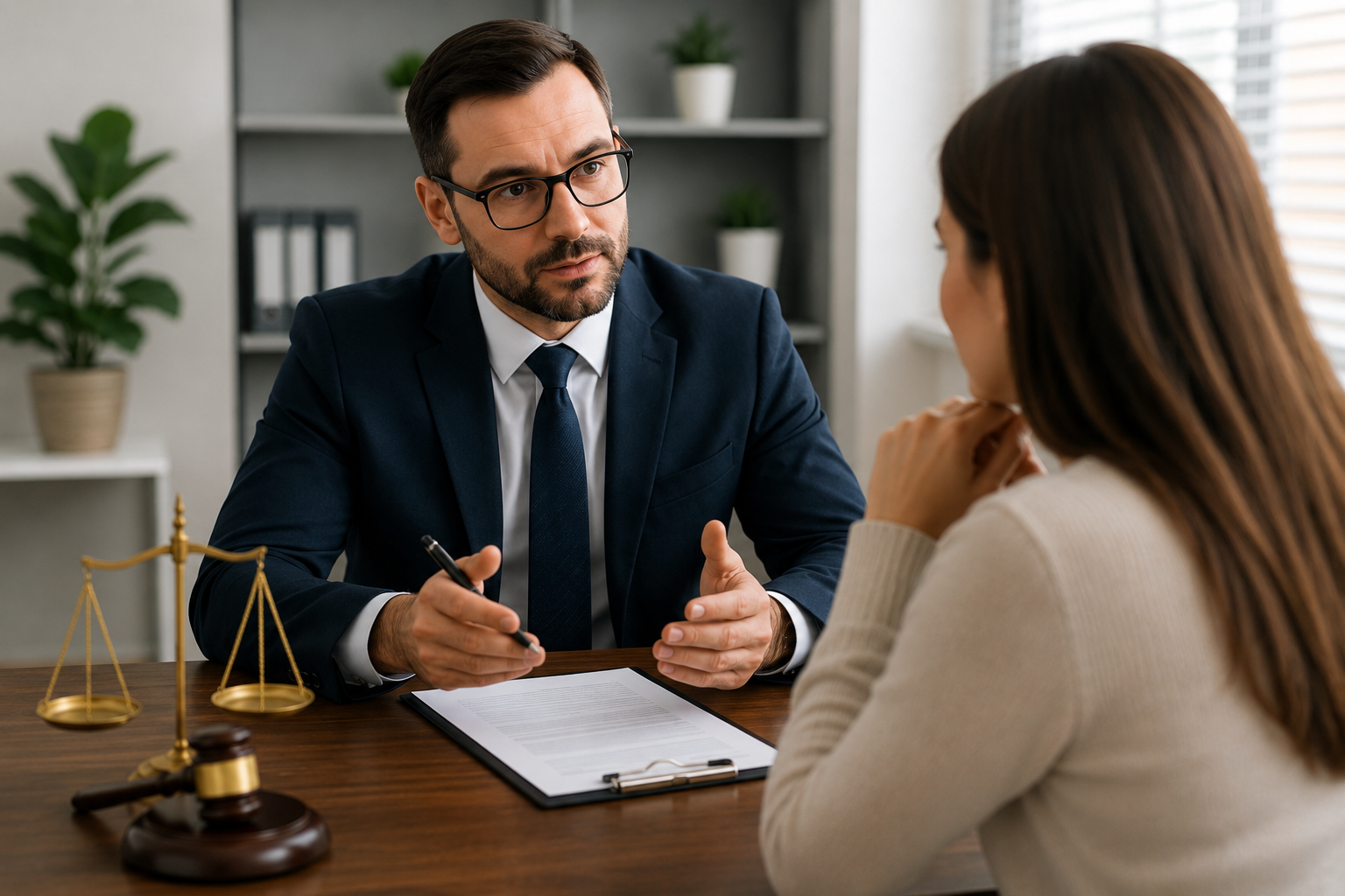 Personal injury lawyer consulting car accident victim Grand Rapids MI
